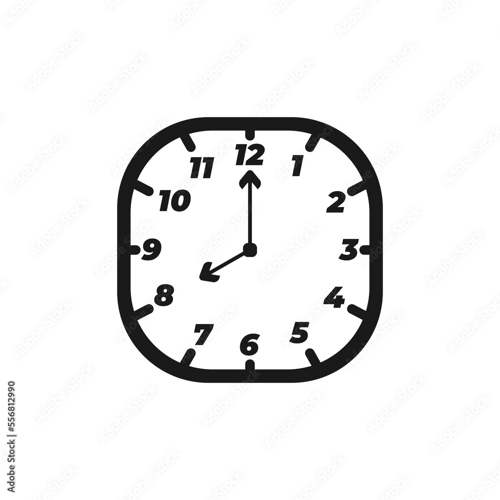 vector wall clock elegant rounded square with bold numbers vector wall clock elegant rounded square with bold numbers