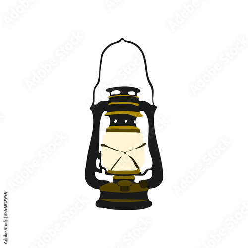 Ancient Lantern vector or Javanese Petromak Lamp in flat cartoon design style. Suitable for many purposes. photo