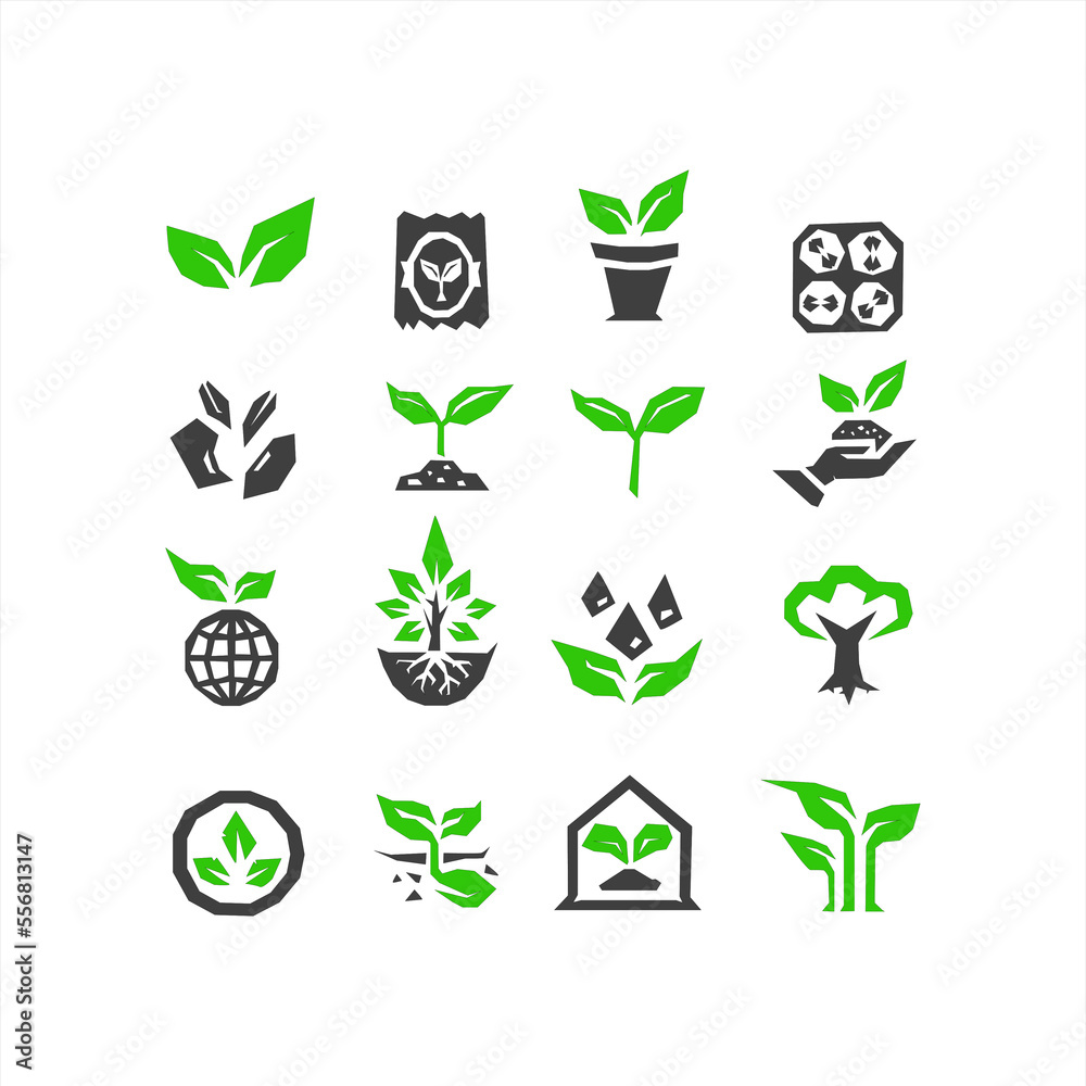 Vector collection of plant icons. Plant symbols that may be needed to