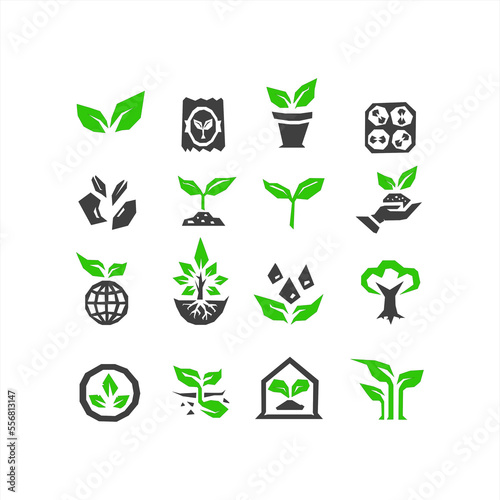 Vector collection of plant icons. Plant symbols that may be needed to create a flyer design.