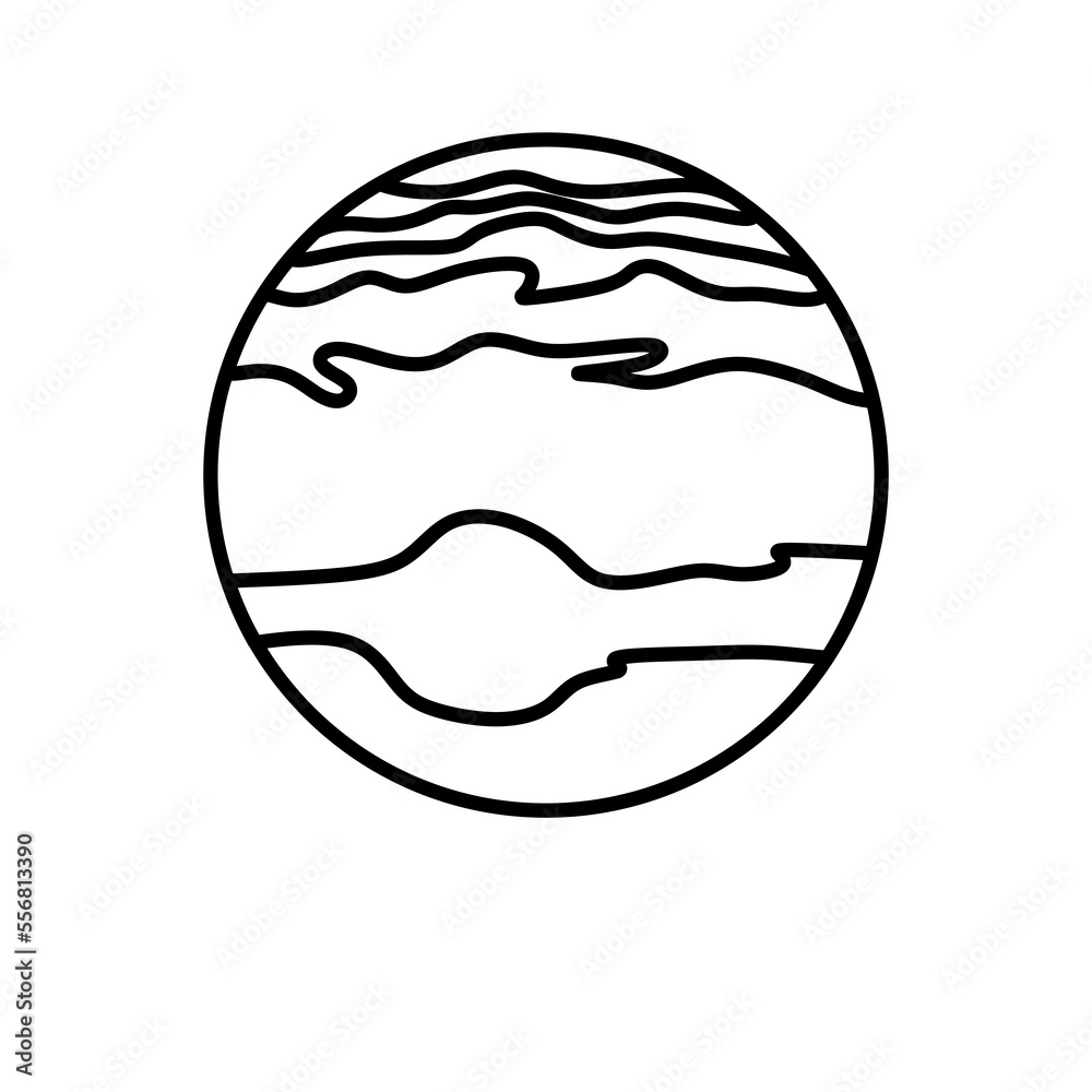 Jupiter Planet outline icon, vector illustration in trendy style, isolated on white background. Editable graphic resources for many purposes. Linear icons of Planets on solar system