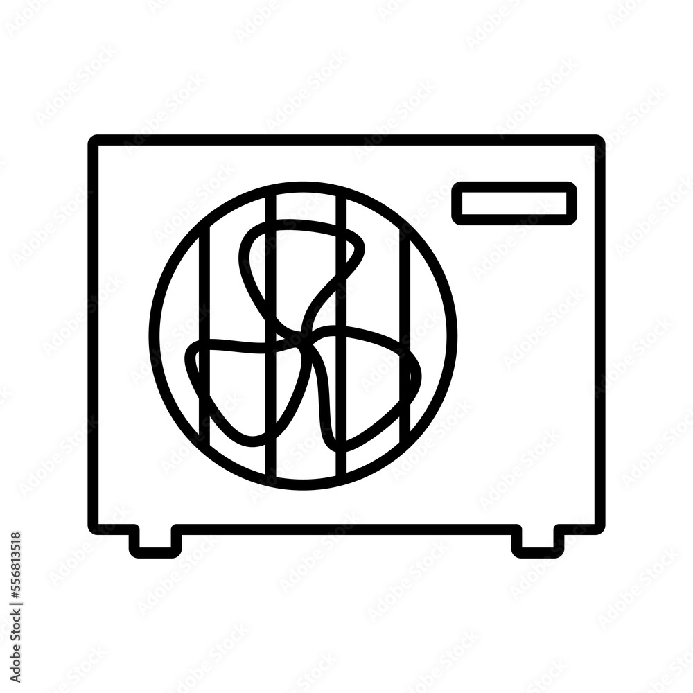 Outline icon of outdoor air conditioner fan ventilation, vector