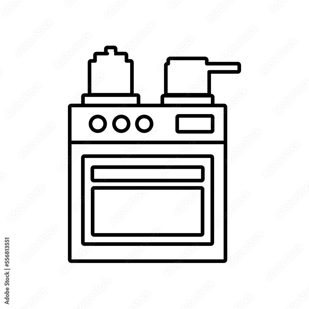 Kitchen Stove outline icon, vector illustration in trendy design style, isolated on white background. The best Editable graphic resources for many purposes. Household equipment. Kitchen Stove outline icon, vector illustration in trendy design style, isolated on white background. The best Editable graphic resources for many purposes. Household equipment.
