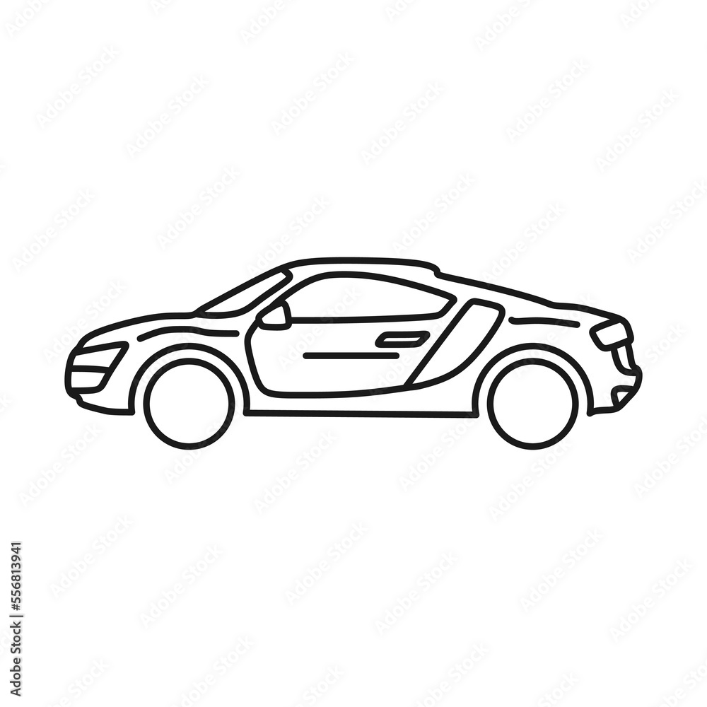 Sport car outline icon, vector illustration in trendy design style, isolated on white background. Perfect editable graphic resources for many purposes.