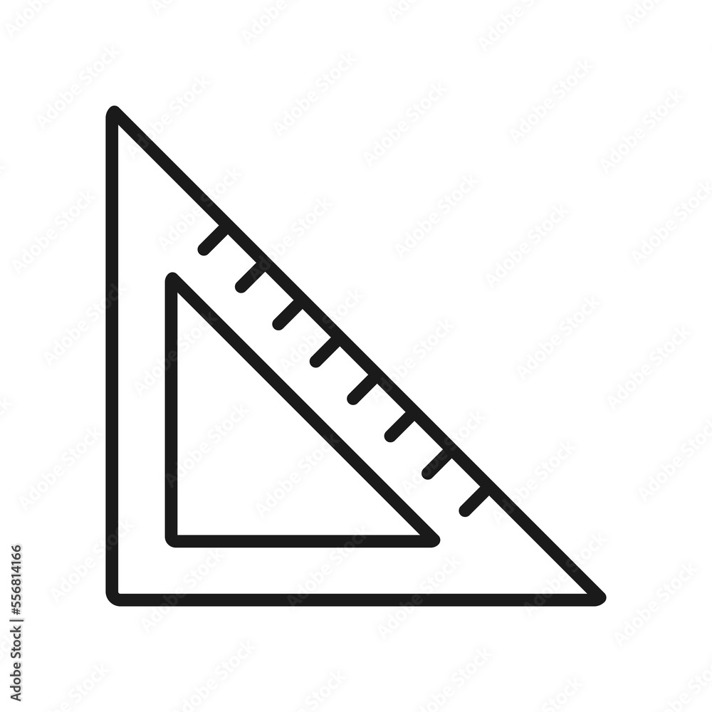 Triangle ruler icon, outline vector illustration in trendy design style, isolated on white background. Perfect editable graphic resources for many purposes. Triangle ruler icon, outline vector illustration in trendy design style, isolated on white background. Perfect editable graphic resources for many purposes.