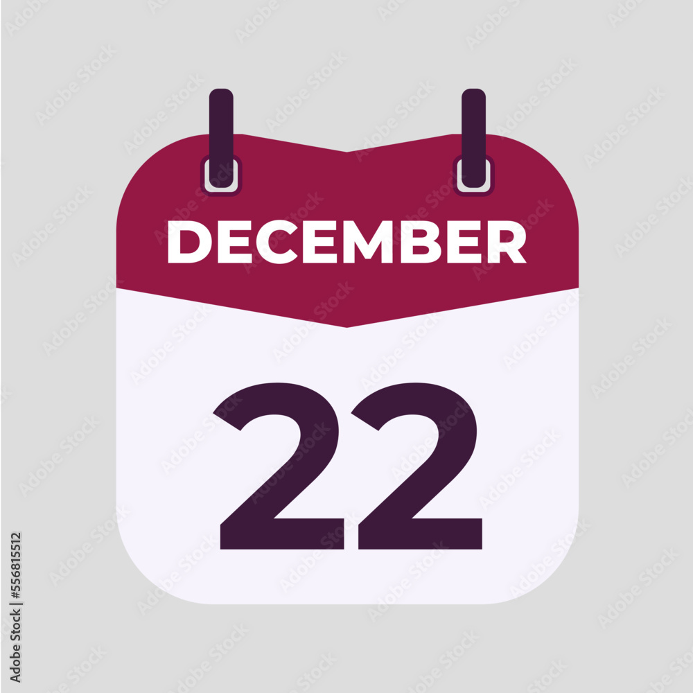 December 22 flat daily spiral calendar icon date vector image in matching color scheme. Suitable and perfect for design material, such as event or reminder. December 22 flat daily spiral calendar icon date vector image in matching color scheme. Suitable and perfect for design material, such as event or reminder.