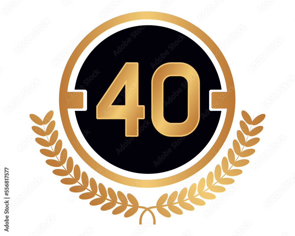 Naklejka premium golden badge with number fourty