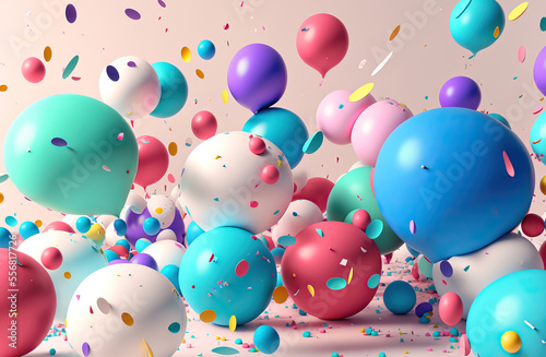 Obraz na płótnie party balloons,balloons with confetti,colorful balloons background,balloons background,celebrate w salonie
