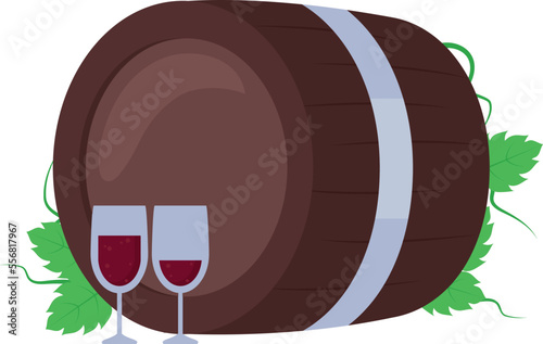 wine barrel and glasses