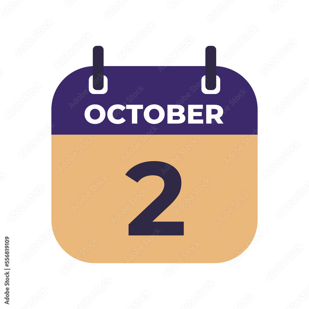 October 2 flat daily spiral calendar icon date vector image in matching color scheme. Suitable and perfect for design material, such as event or reminder. October 2 flat daily spiral calendar icon date vector image in matching color scheme. Suitable and perfect for design material, such as event or reminder.