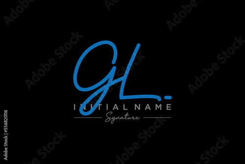 Initial GL signature logo template vector. Hand drawn Calligraphy lettering Vector illustration.