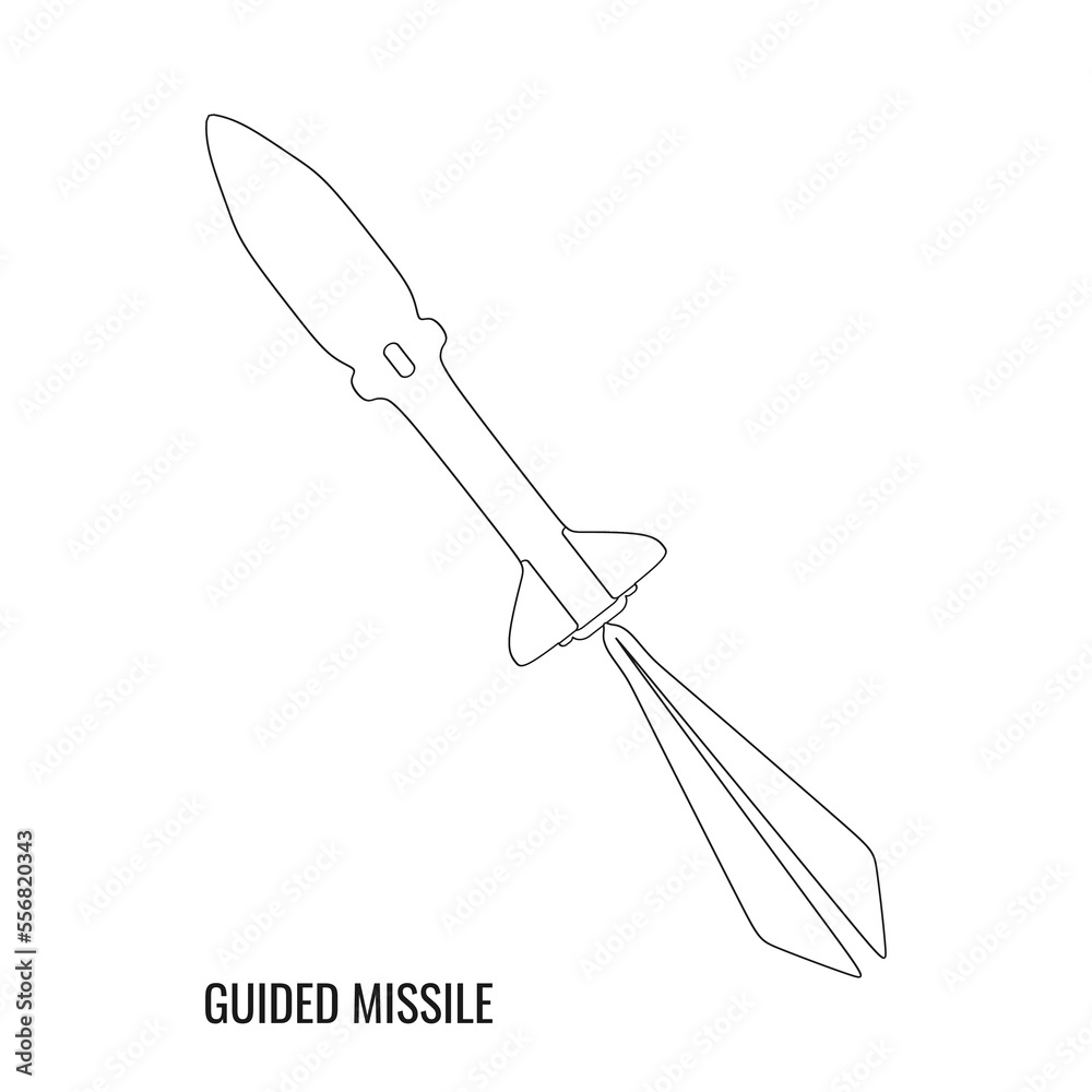 Missile launching outline vector. Modern Military Missile. Suitable for various design materials. Missile launching outline vector. Modern Military Missile. Suitable for various design materials.