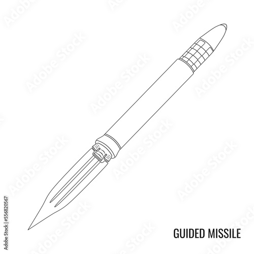 Intercontinental Ballistic Missile outline vector. Illustration of modern guided missile. Suitable for various design materials.