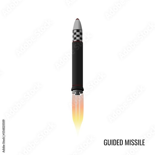 The best Ballistic Guided Missile vector illustration. Modern guided missile realistic icon. Suitable for various design materials.