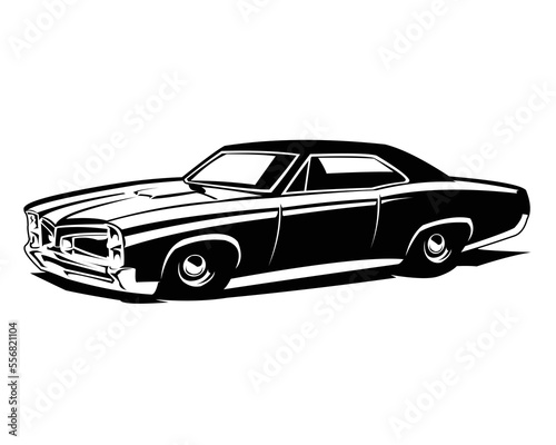 1970 Chevy camaro car logo silhouette isolated white background side view. best for badge  emblem  icon  available in eps 10.