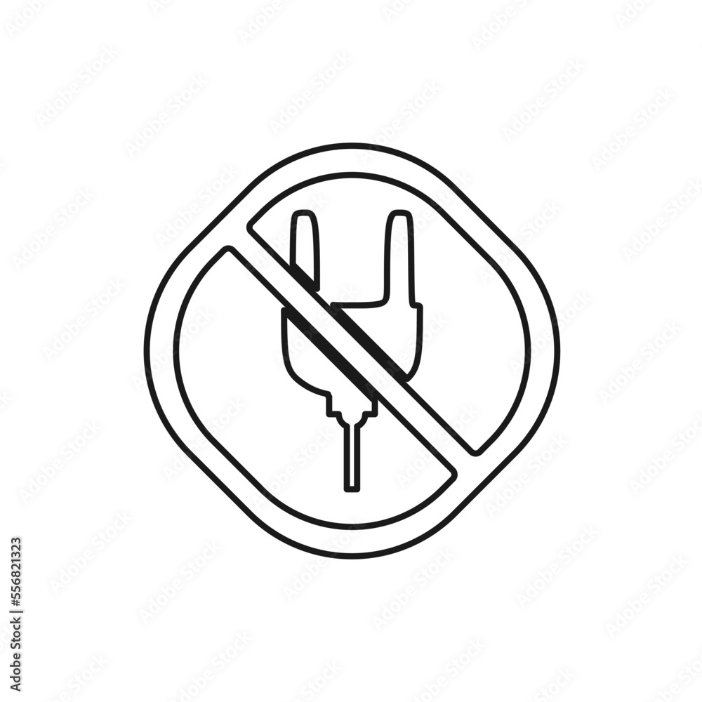 The best No Plug Sign icon vector. Prohibition symbol illustration in trendy style. Suitable for many purpose. The best No Plug Sign icon vector. Prohibition symbol illustration in trendy style. Suitable for many purpose.