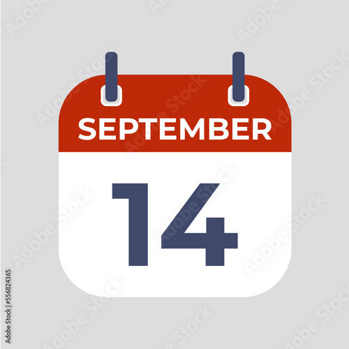 September 14. The best of Flat icon calendar isolated on gray background. illustration symbol template in trendy style. Can be used for many purposes.
