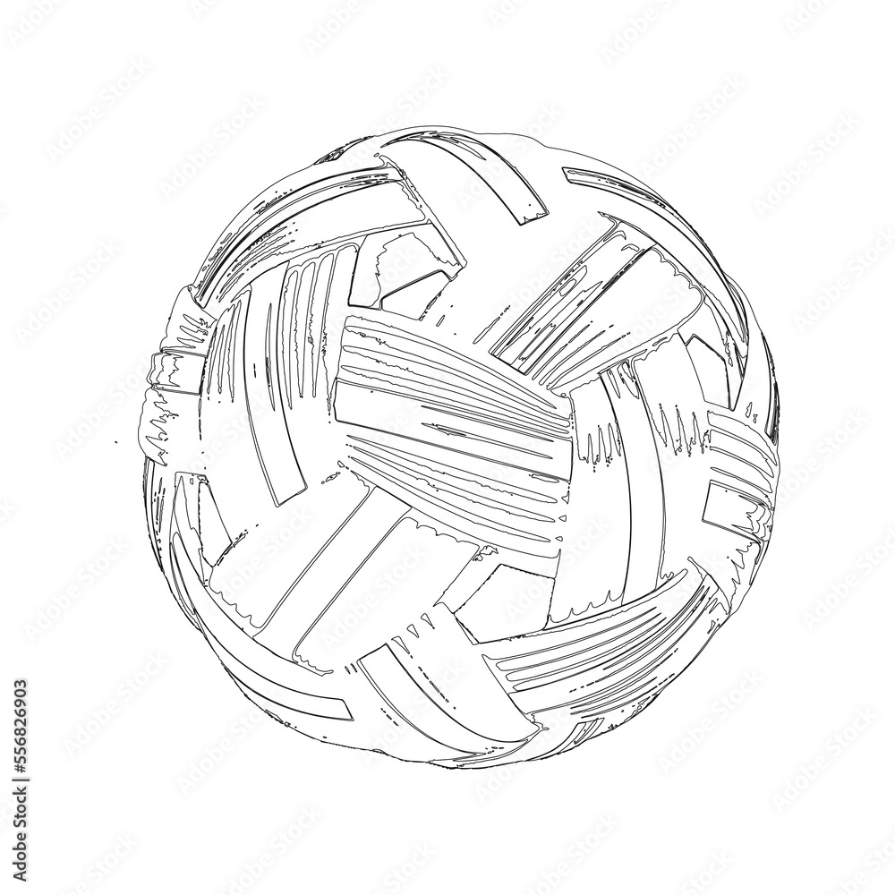Vetor de Takraw soccer ball outline sketch vector illustration, ready