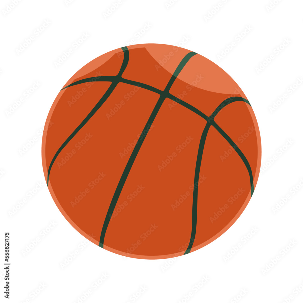 Realistic orange Basketball ball vector illustration, with popular pattern in trendy flat cartoon design style. 3d icon of sport equipment for many purposes.