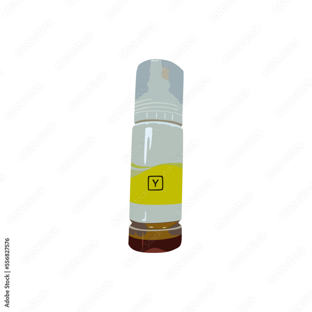 Yellow printer ink bottle vector illustration, Spill-resistant ink bottles, cyan magenta yellow black, cmyk, in trendy flat cartoon design style. Editable graphic resources for many purposes. Yellow printer ink bottle vector illustration, Spill-resistant ink bottles, cyan magenta yellow black, cmyk, in trendy flat cartoon design style. Editable graphic resources for many purposes.