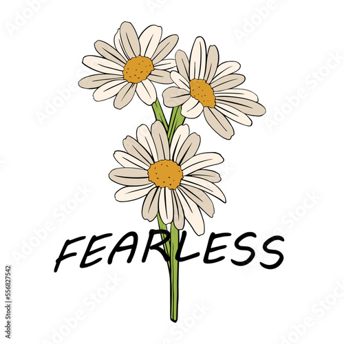 fearless tshirt design sunflower illustration isolated white backgorund