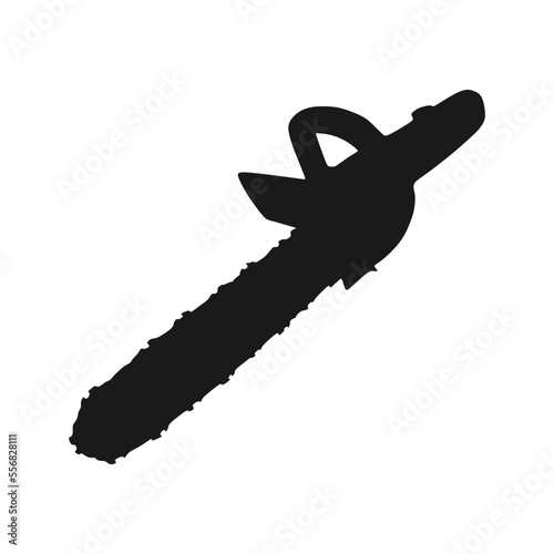 vector illustration, mini chainsaw silhouette and sketch, semi realistic flat cartoon design style.