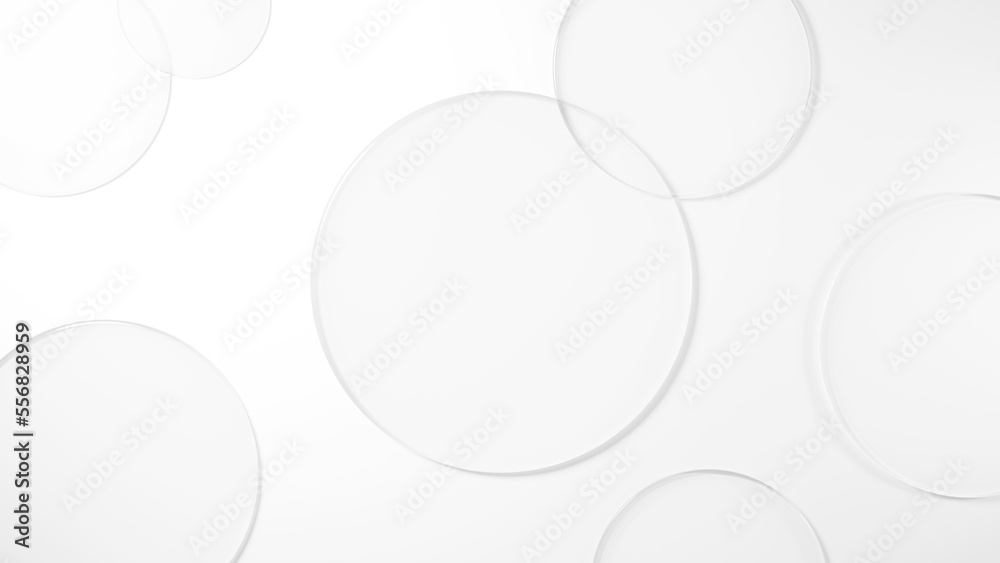 白背景に円形のガラスが複数配置された画像。俯瞰。（横長）