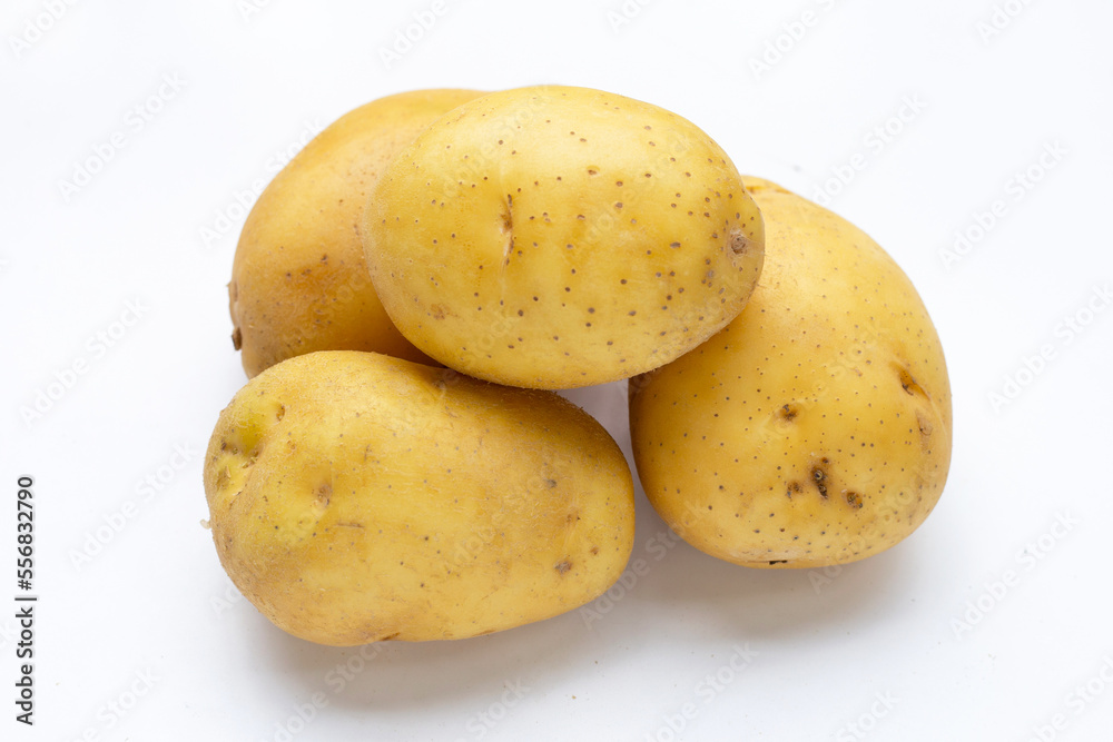Raw potatoes isolated on white background Raw potatoes isolated on white background