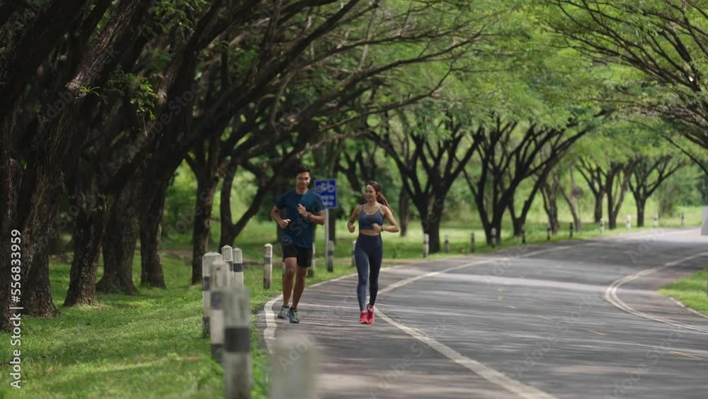 Couple exercising in the morning. They run. Couple exercising in the morning. They run.