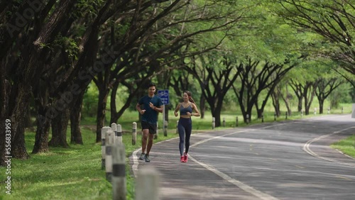Wallpaper Mural Couple exercising in the morning. They run. Torontodigital.ca