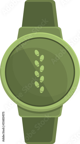 Green fitness watch icon cartoon vector. Sport app. Smart tracker