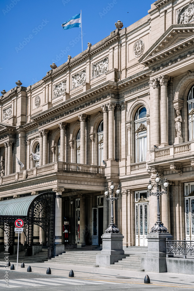 Theater Colon in Buenos Aires. Building and architecture of the famous world Latin American Opera House in Argentina. Buenos Aires landmarks, travel concept.