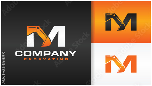 excavator letter M logo
