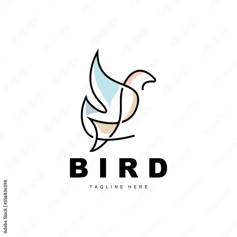 Bird Logo, Bird Wings Vector, Minimalist Design, For Product Branding, Template Icon Illustration