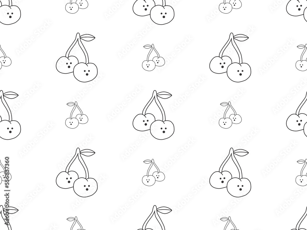 Fototapeta premium Cherry cartoon character seamless pattern on white background