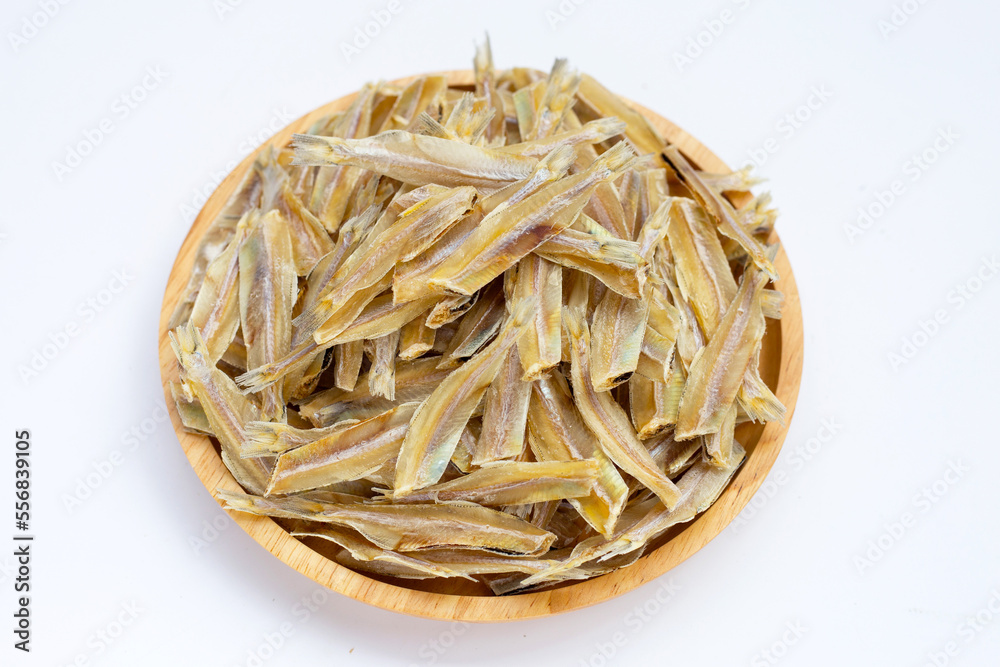 Dried anchovy on white background. Dried anchovy on white background.