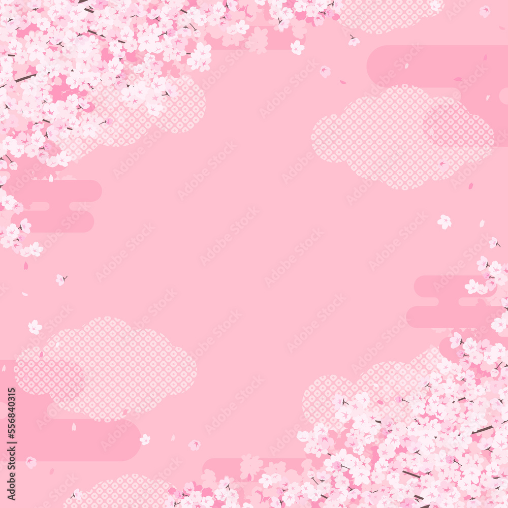 華やかな和風の桜の背景素材（正方形）