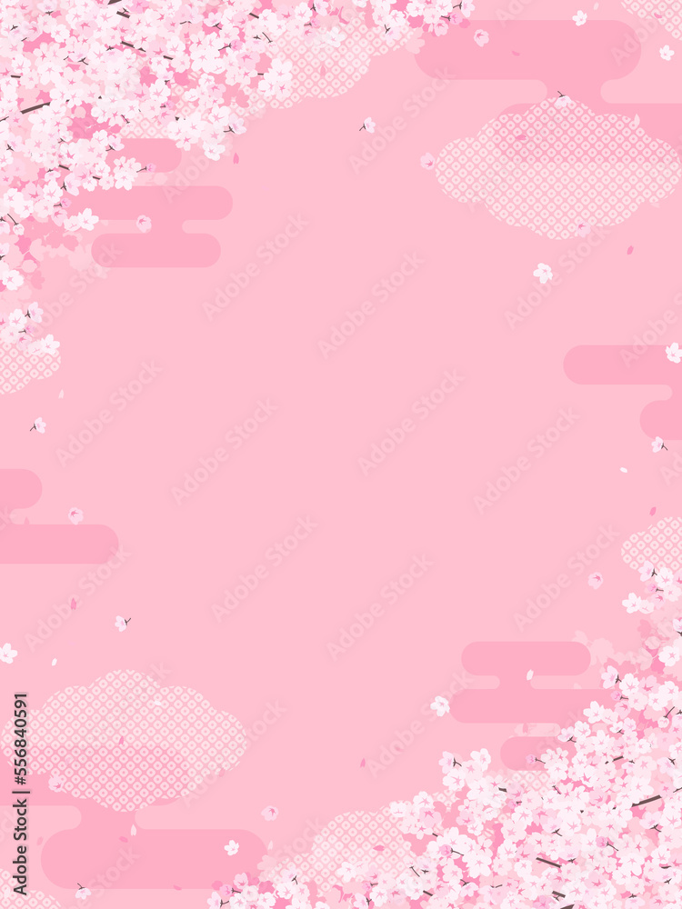華やかな和風の桜の背景素材（縦向き）