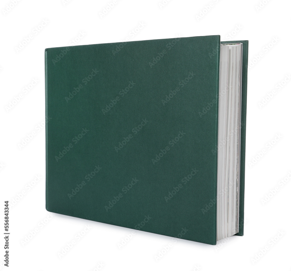 Closed book with green hard cover isolated on white Closed book with green hard cover isolated on white