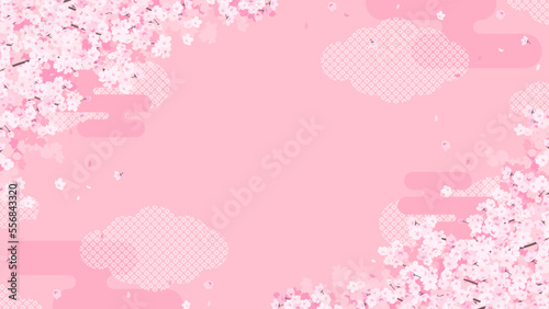 華やかな和風の桜の背景素材（横向き16:9）