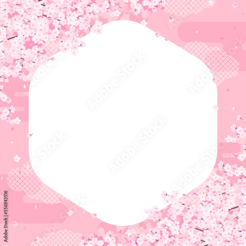 華やかな和風の桜のフレーム・背景素材（正方形）