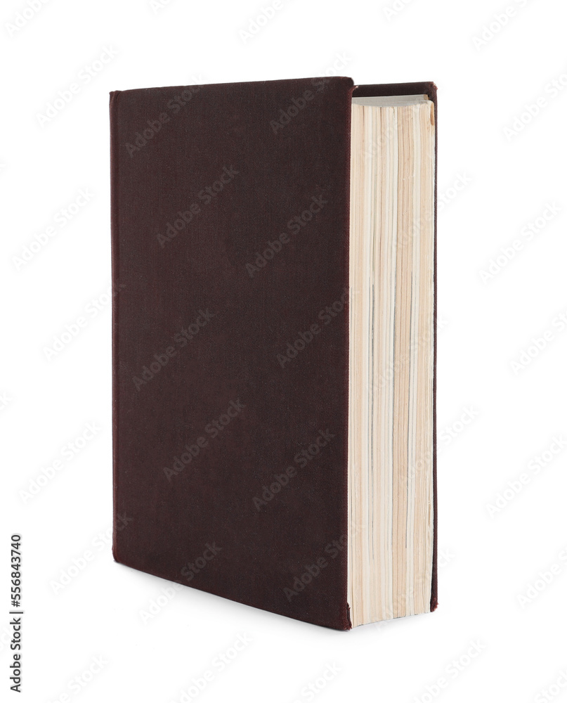 One old hardcover book isolated on white One old hardcover book isolated on white