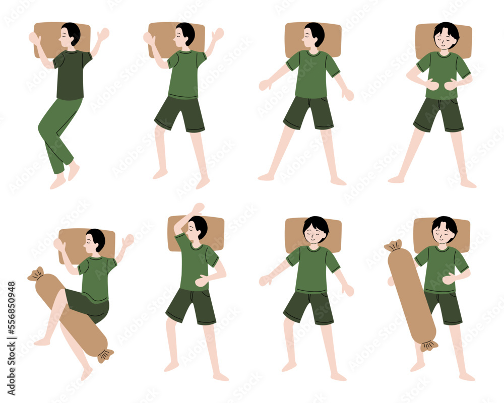 people sleeping with different poses vector flat collection people sleeping with different poses vector flat collection