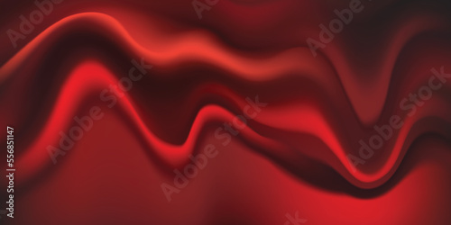 Red black elegant abstract background. Silk satin fabric with nice folds. Luxurious dark red background with wavy lines. Copy space. Valentine, anniversary, wedding, birthday, holiday concept. 