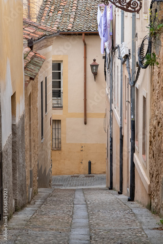 Segovia, España. April 28, 2022: Architecture and facade of houses in Segovia. photo