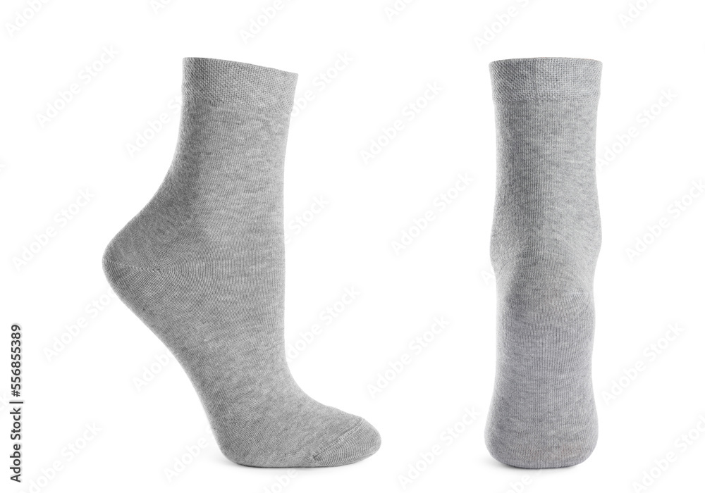Pair of light grey socks isolated on white Pair of light grey socks isolated on white