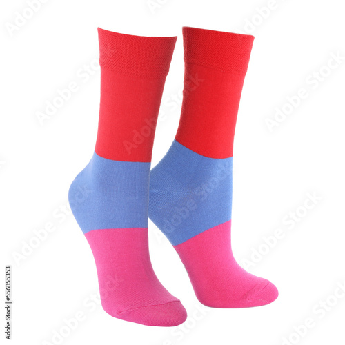 Pair of bright socks isolated on white