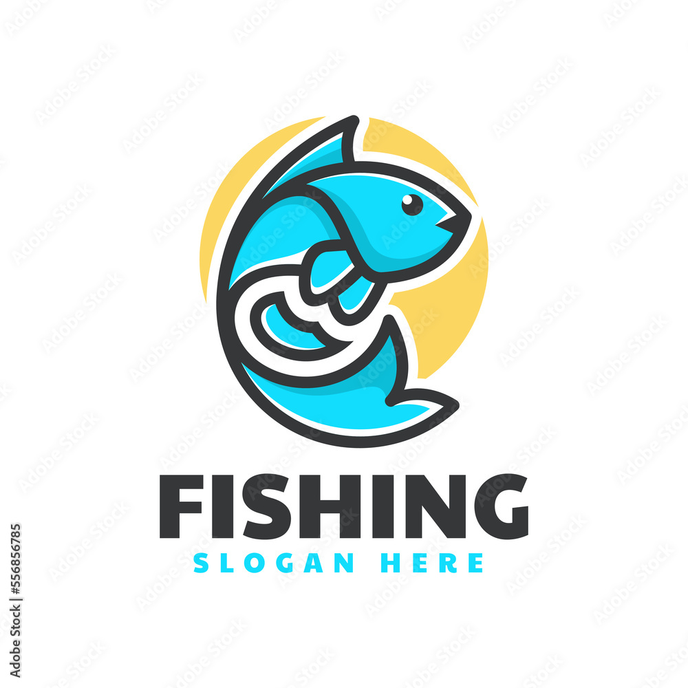 Obraz premium Vector Logo Illustration Fish Simple Mascot Style.
