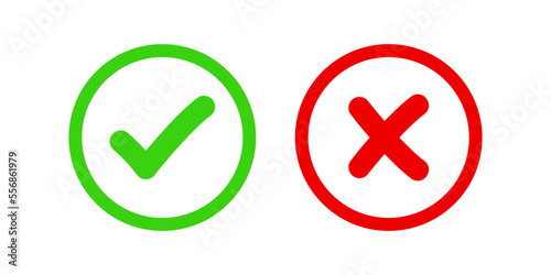 Green check mark and red cross mark icon