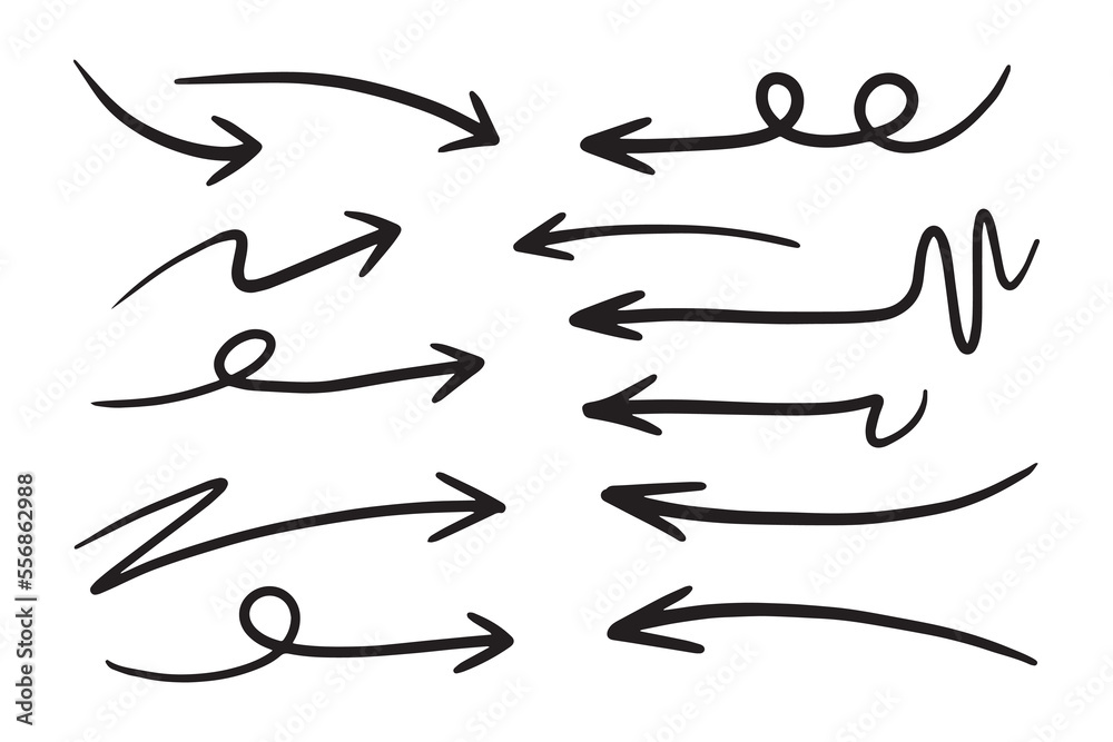 set of hand drawn arrows set of hand drawn arrows